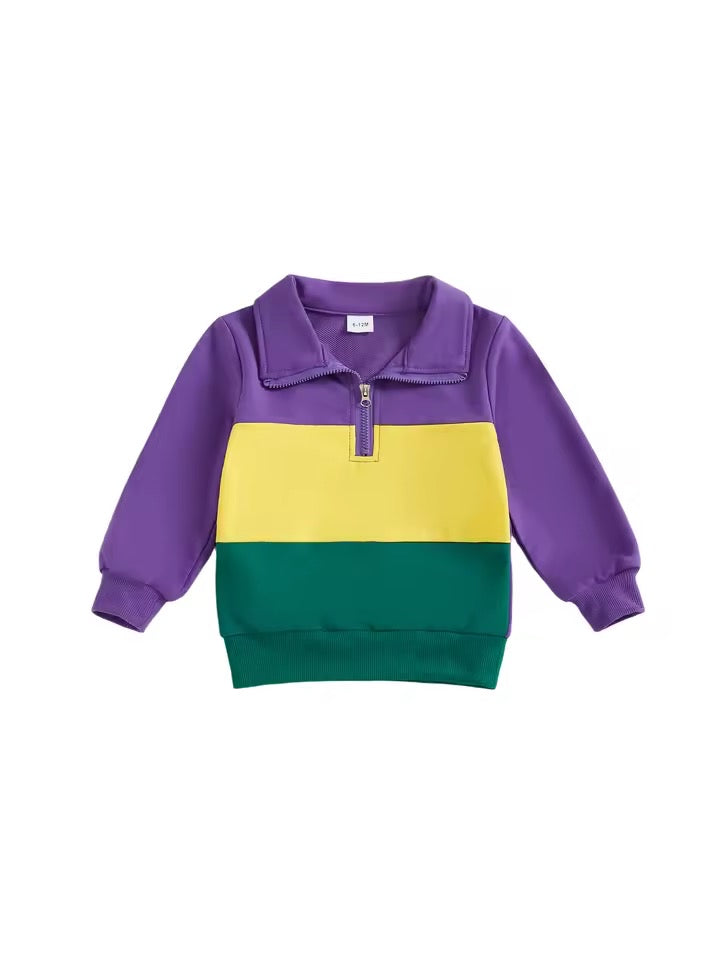 Mardi Gras Color Block Pullover