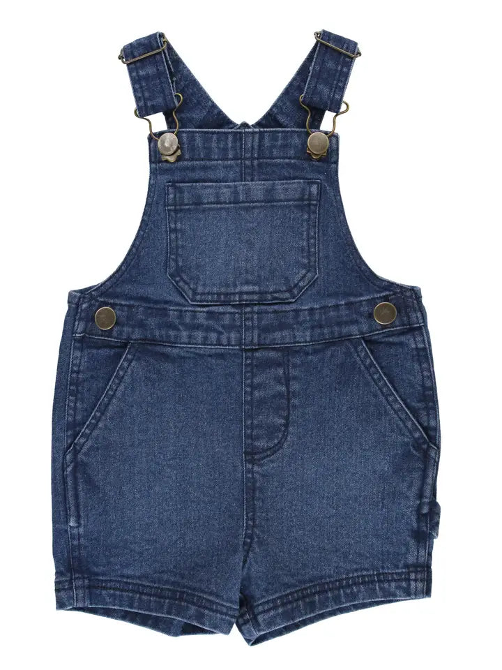 Boys Medium Wash Short Overalls