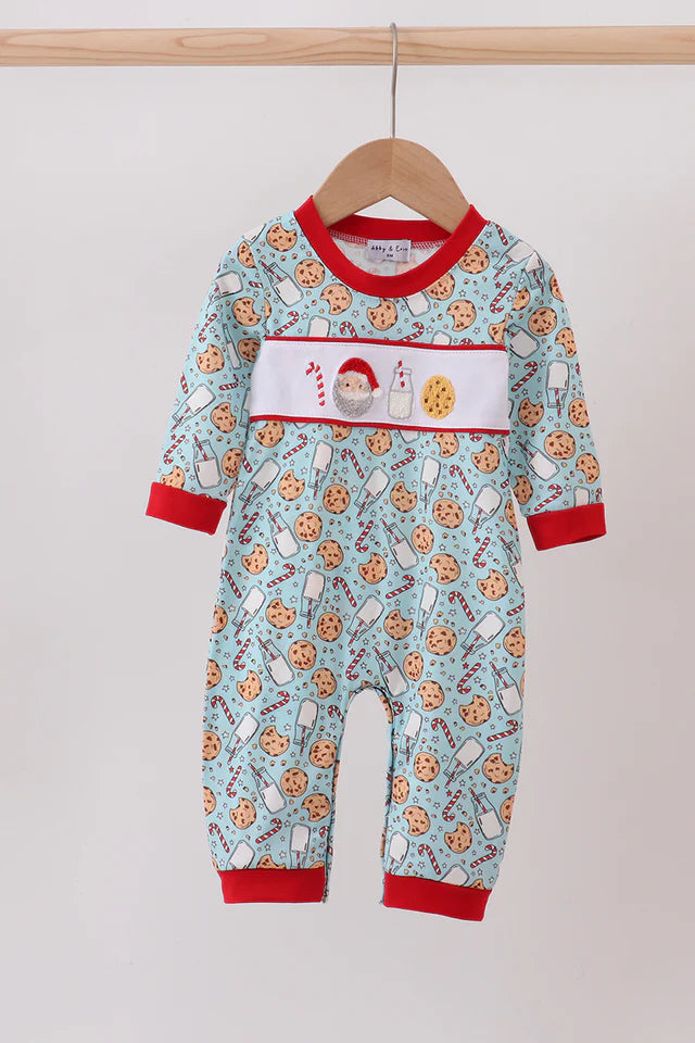 Santa's Milk & Cookie Boy Romper