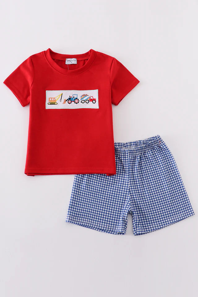 Little Builder Gingham Short Set