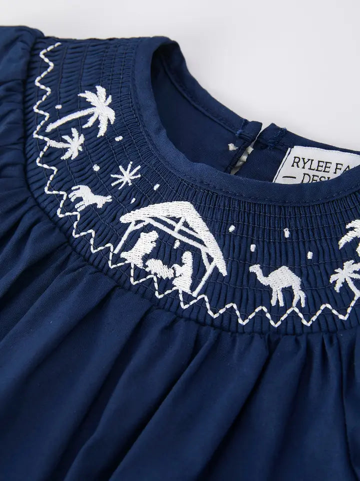 Oh Holy Night Navy Nativity Bubble