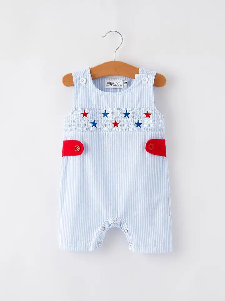 Red, White & Cute Boy Romper