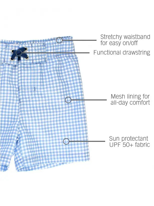 Cornflower Blue Swim Trunks - Rufflebutts