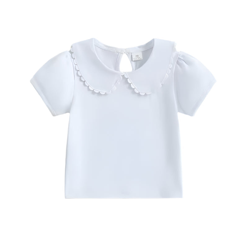 White Basic Peter Pan Collar Shirt