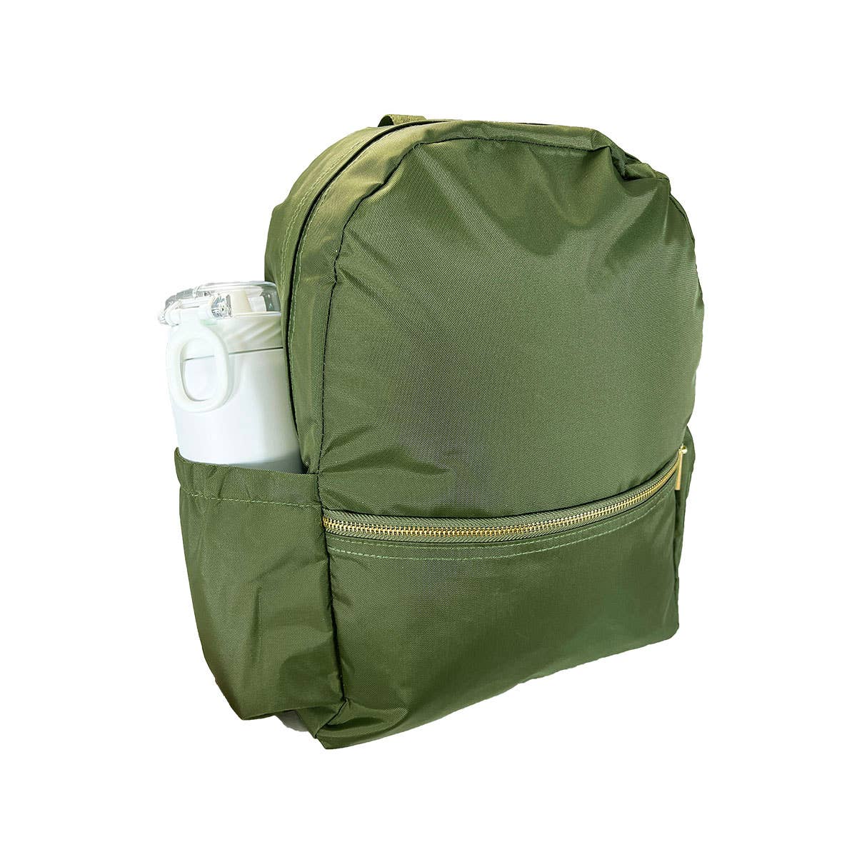 Olive Nylon Medium Backpack w/ Pocket | Mint