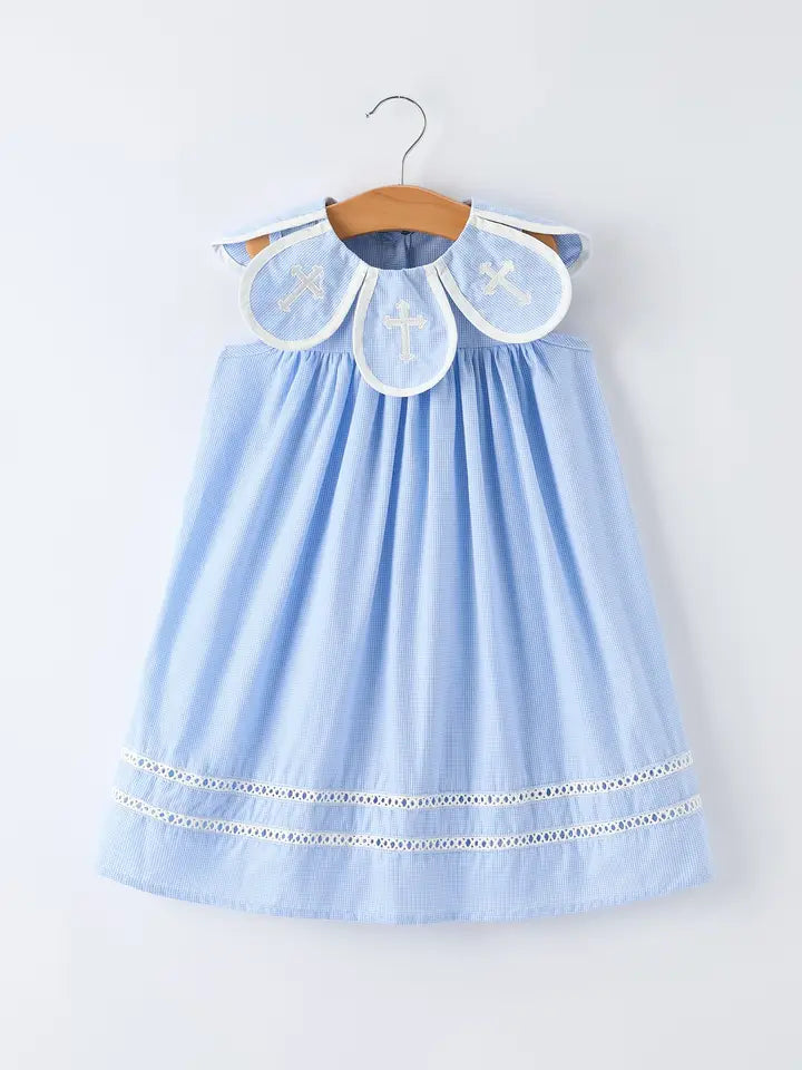 Blue Smocked Cross Dress