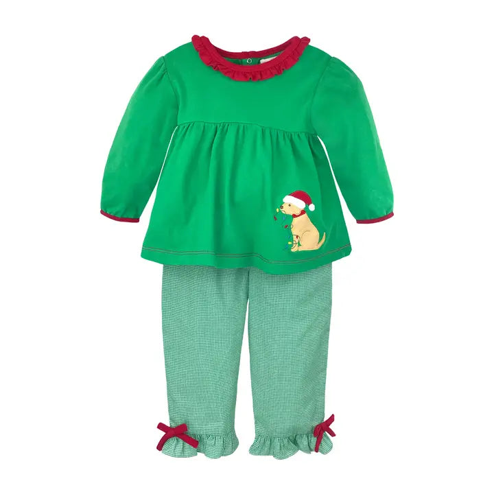 Christmas Dog Girl's Top & Pant Set
