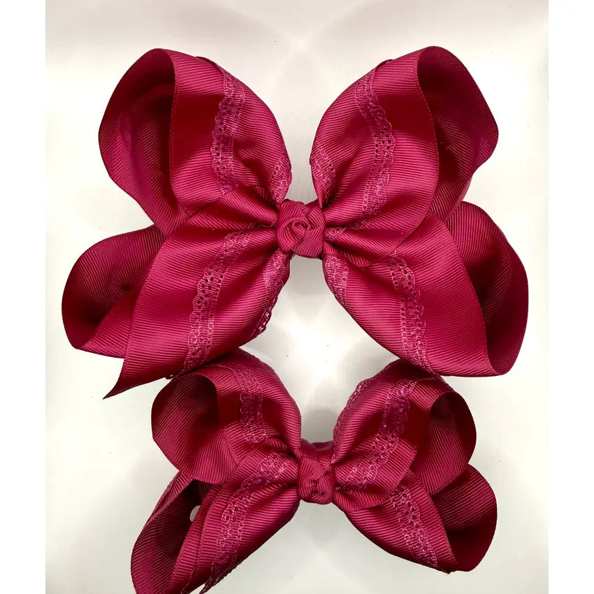 Maroon Eyelet Bow 6"