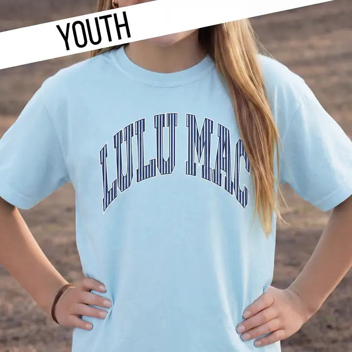 LULU MAC Stripe Chambray Youth Comfort Colors Tee
