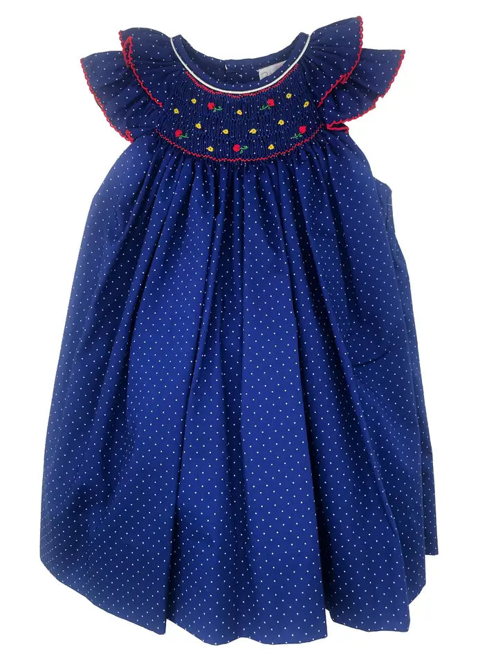 Navy Blossom Smocked Dress