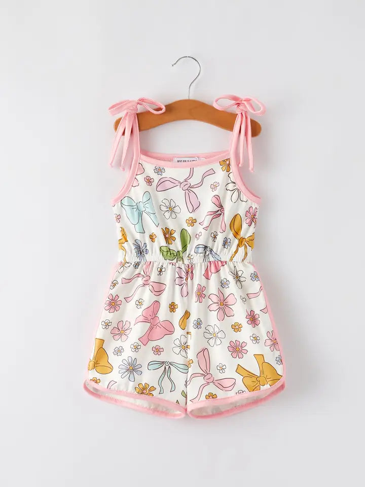 Pink Trim Bow Romper