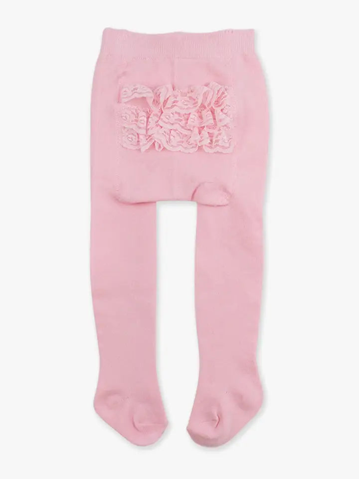 Girls Pink Footed Rufflebutt Tights