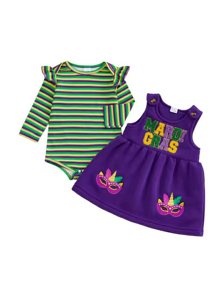 Mardi Gras Embroidered Dress Set
