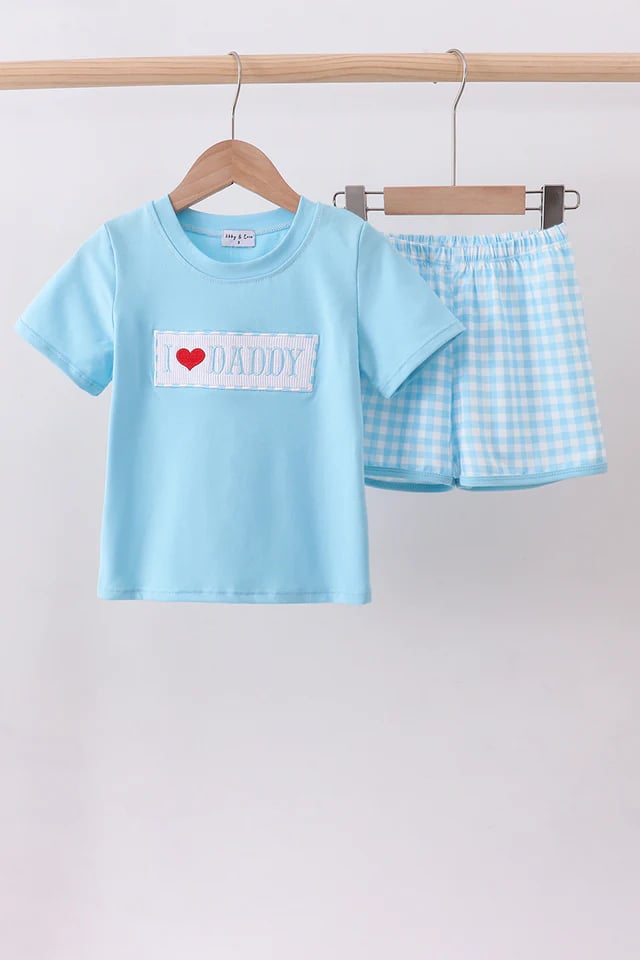 Blue I love DADDY boy set