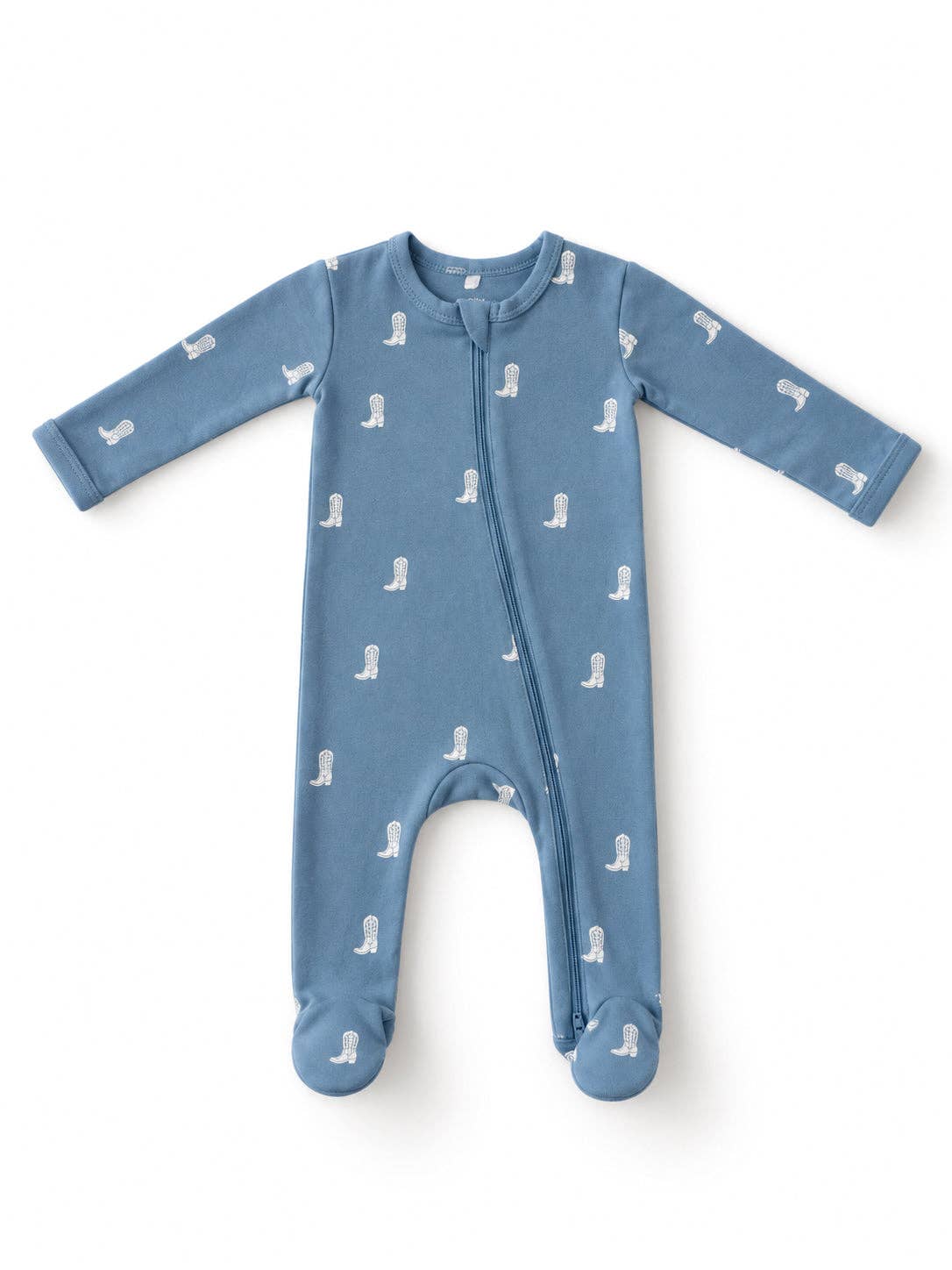 Cowboy Boots / Organic Cotton 2-Way Zip Footie