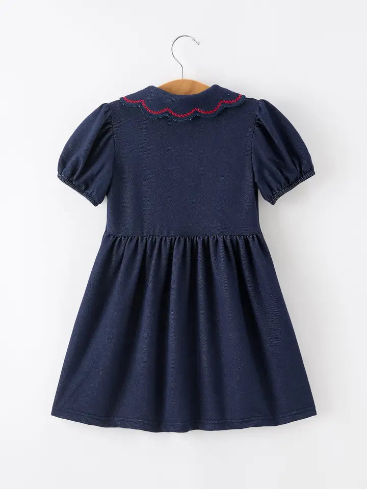 Apple Applique Girls Dress Petals Collar Dress (ETA: mid/late July)