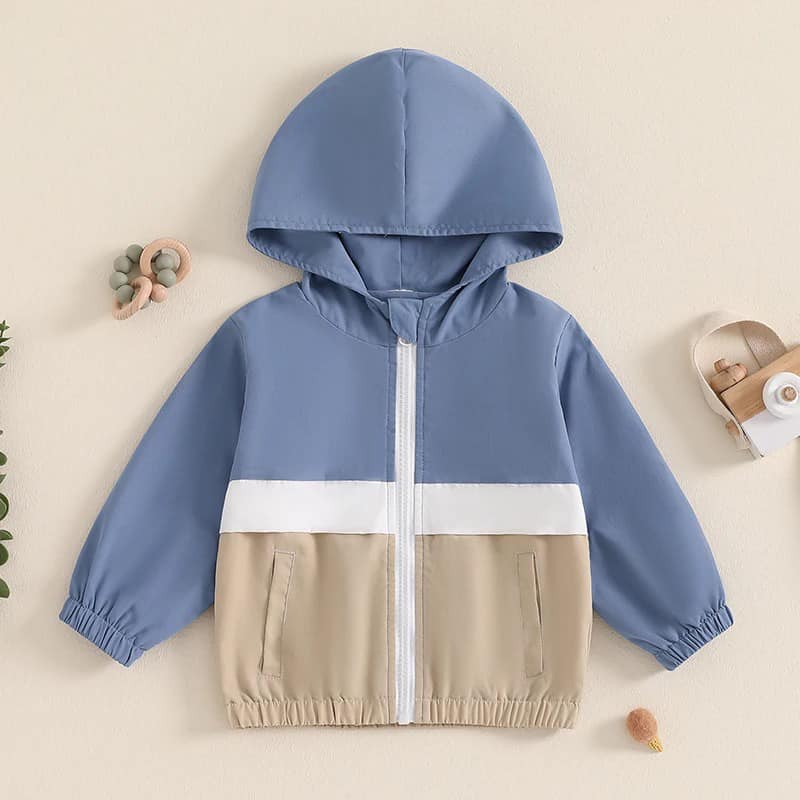 Blue Color Block Windbreaker
