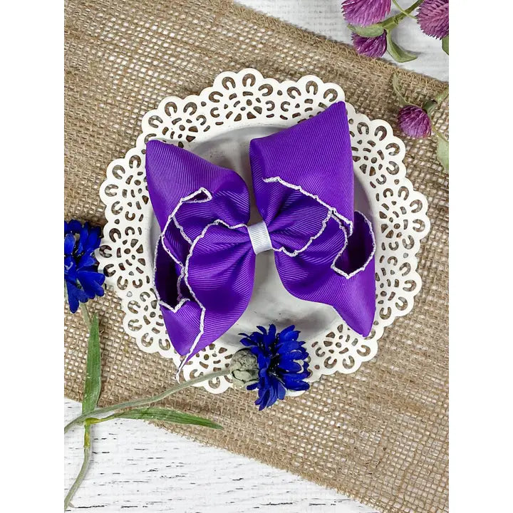 Purple with White Moonstitch Hair Bow