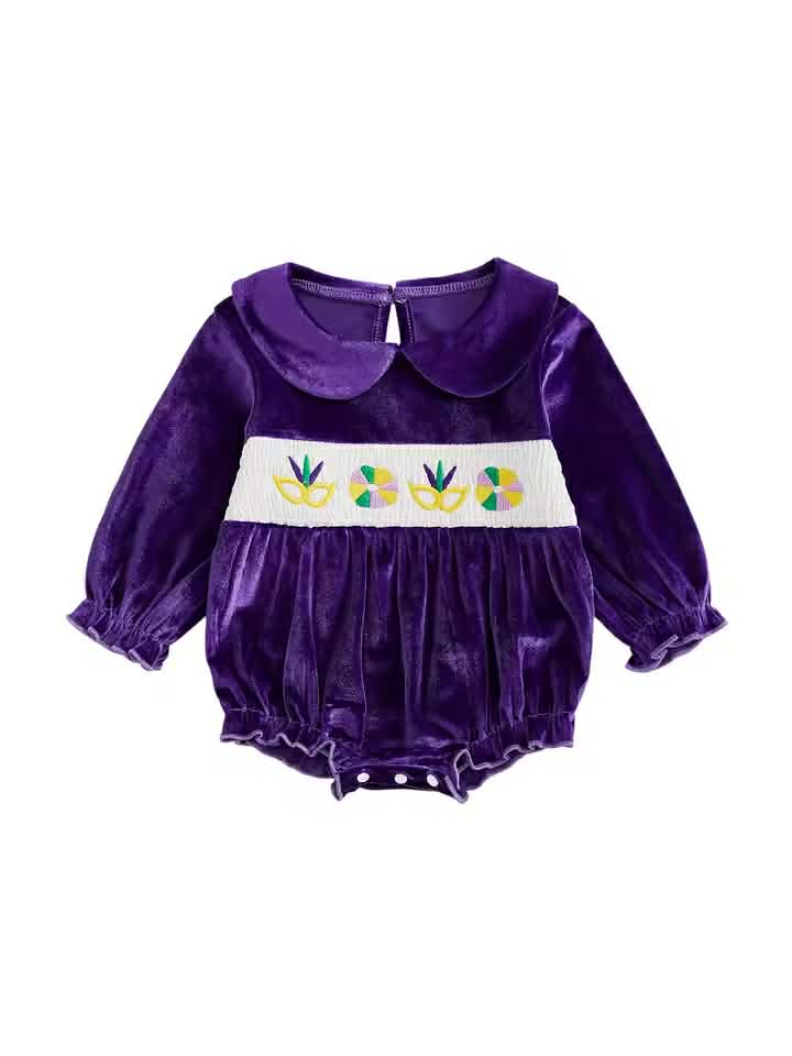 Velvet Mardi Gras Romper
