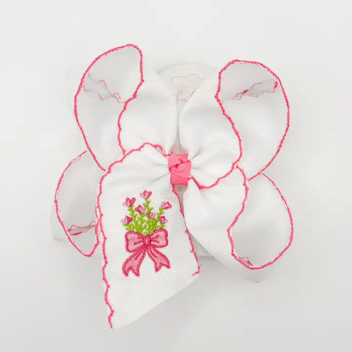 Sweet Bouquet Embroidered Hair Bow