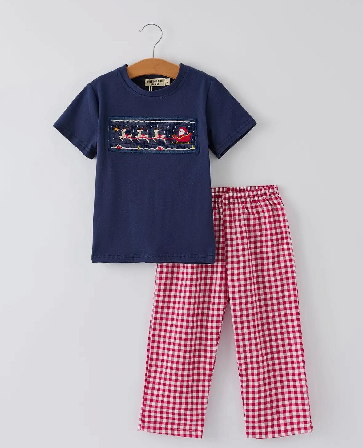 Santa's Sleigh Navy Boy Set