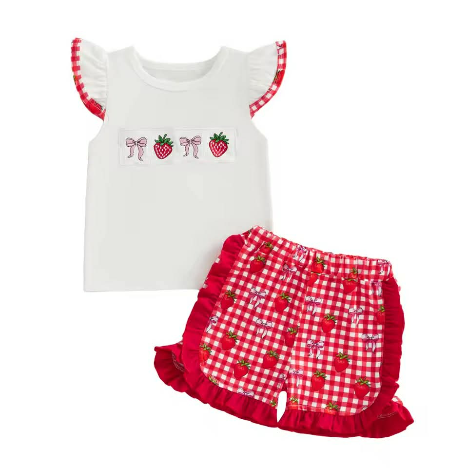 Strawberry Plaid Set