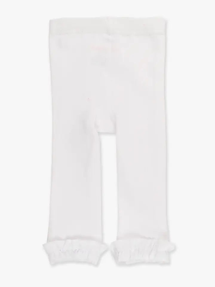 Girls White Footless Ruffle Tights