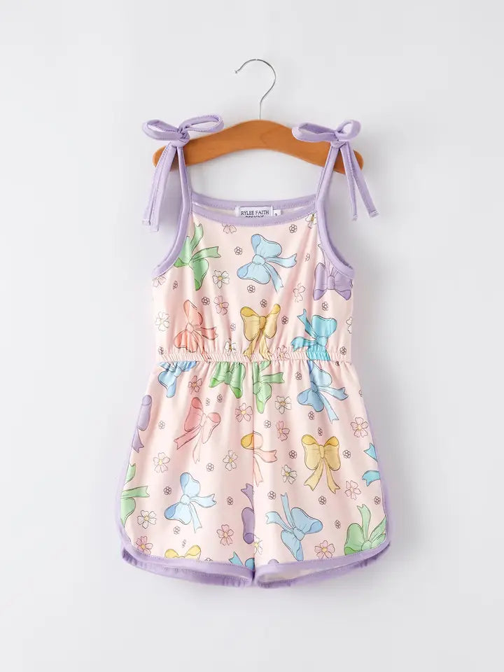 Purple Trim Bow Romper
