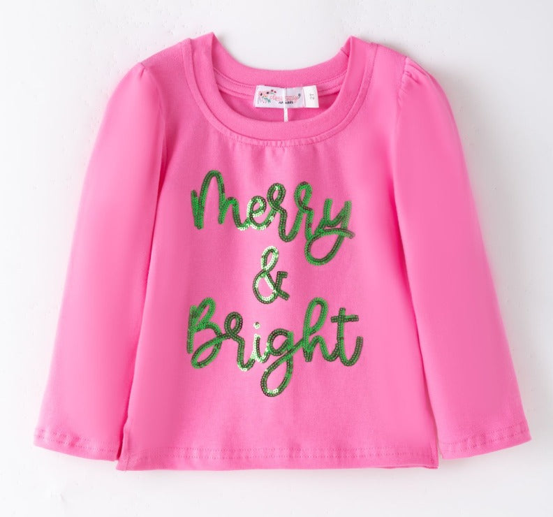 Merry & Bright Pink and Green Shirt (read info)