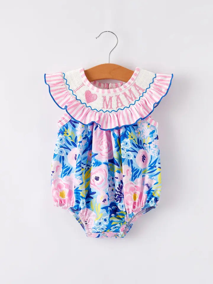 I Love Mama Floral Romper