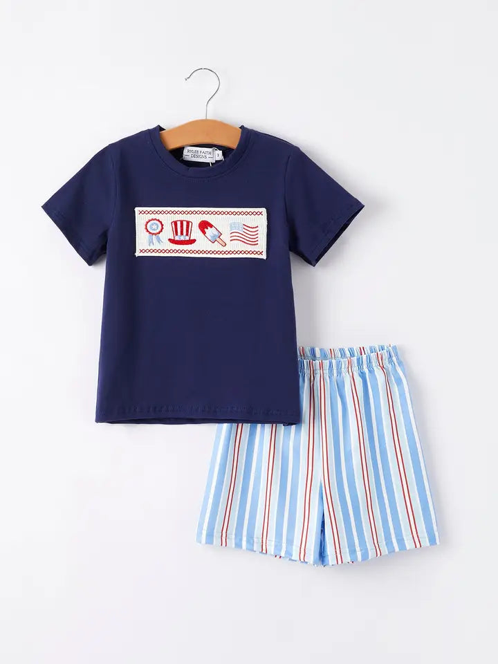 Stars & Stripes Smocked Short Set