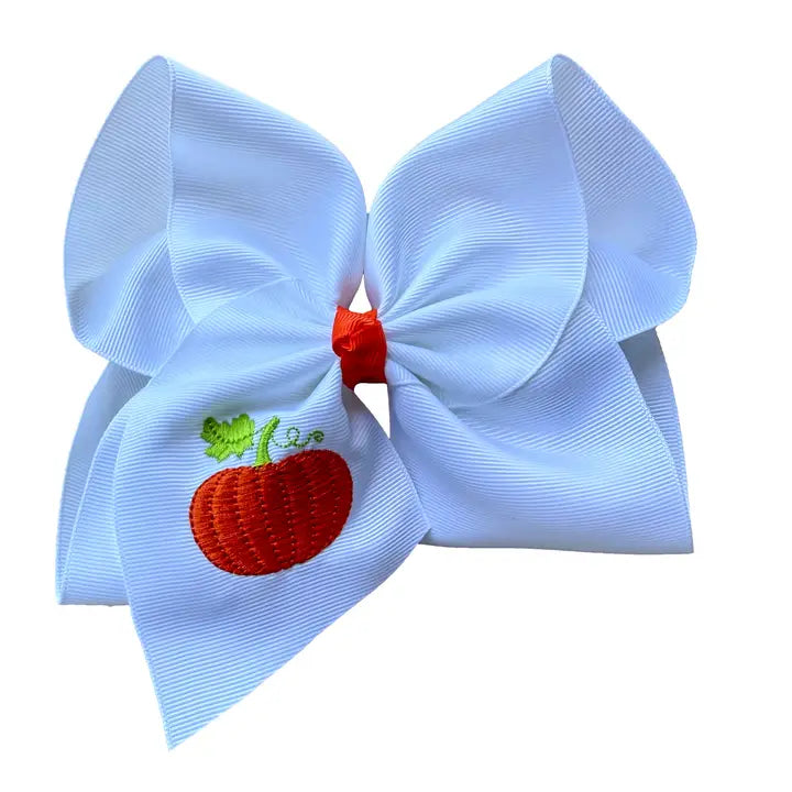 Classic Pumpkin Embroidered Bow
