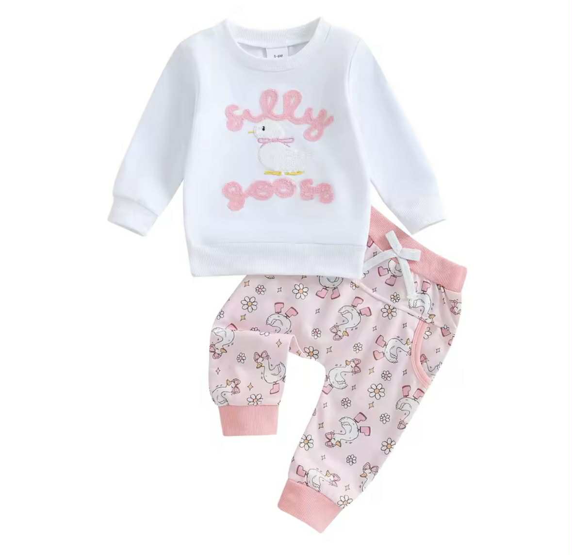 Silly Goose 2-Piece Embroidered Jogger Set