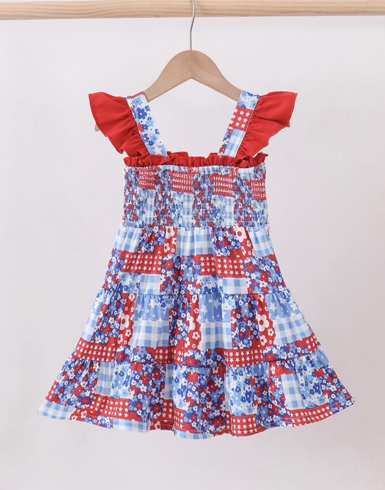 Patriotic Patchwork Smocked Dress