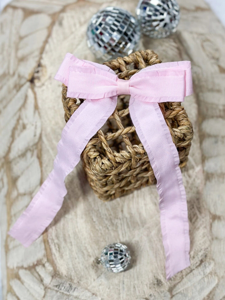 Pink Ruffle Edge Ribbon Hair Bow