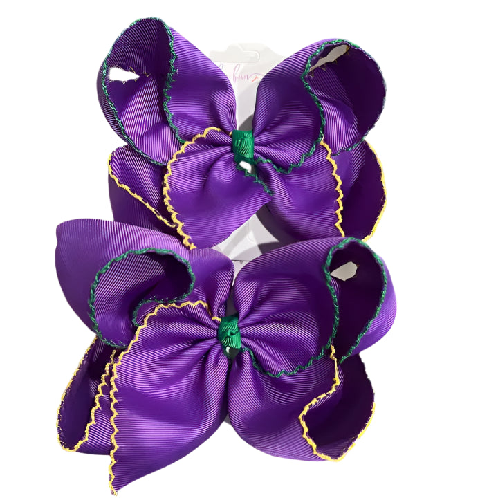 Mardi Gras Purple Moonstitch Hair Bow
