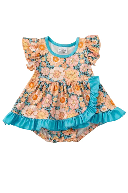 Lt. Orange floral Romper