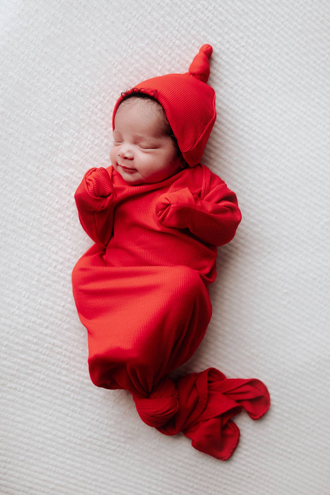 Ribbed Red Knotted Gown