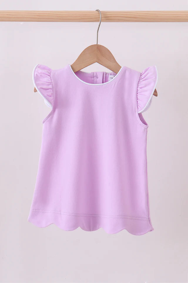 Purple Flutter Scallop Top