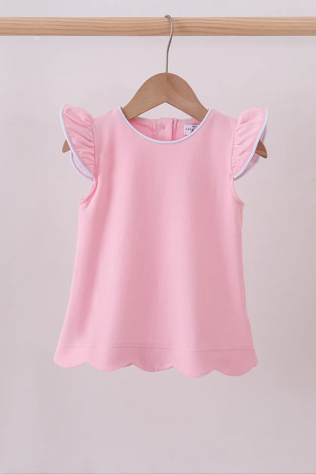 Pink Flutter Scallop Top