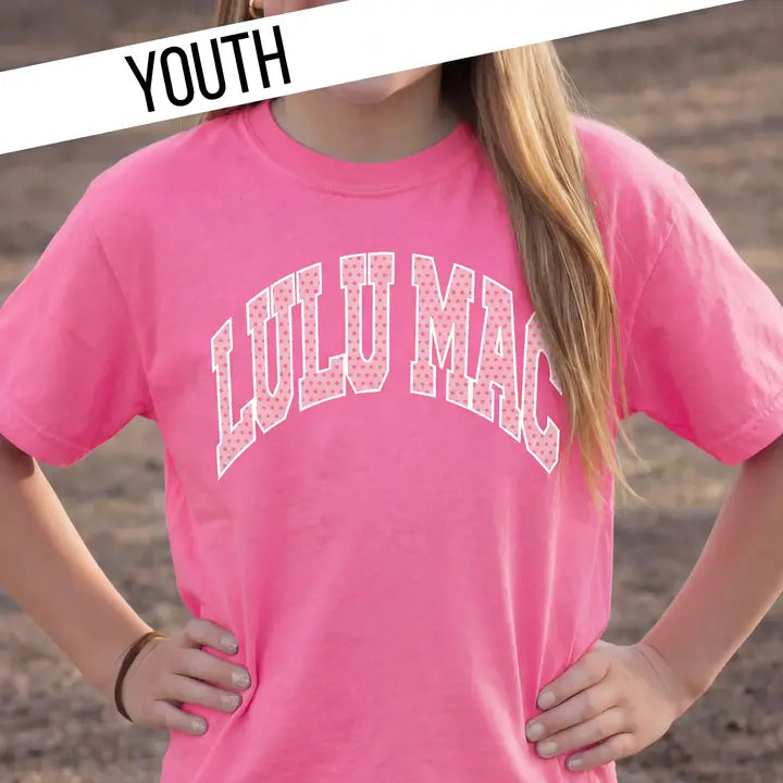 LULU MAC Dot Neon Pink Youth Comfort Colors Tee