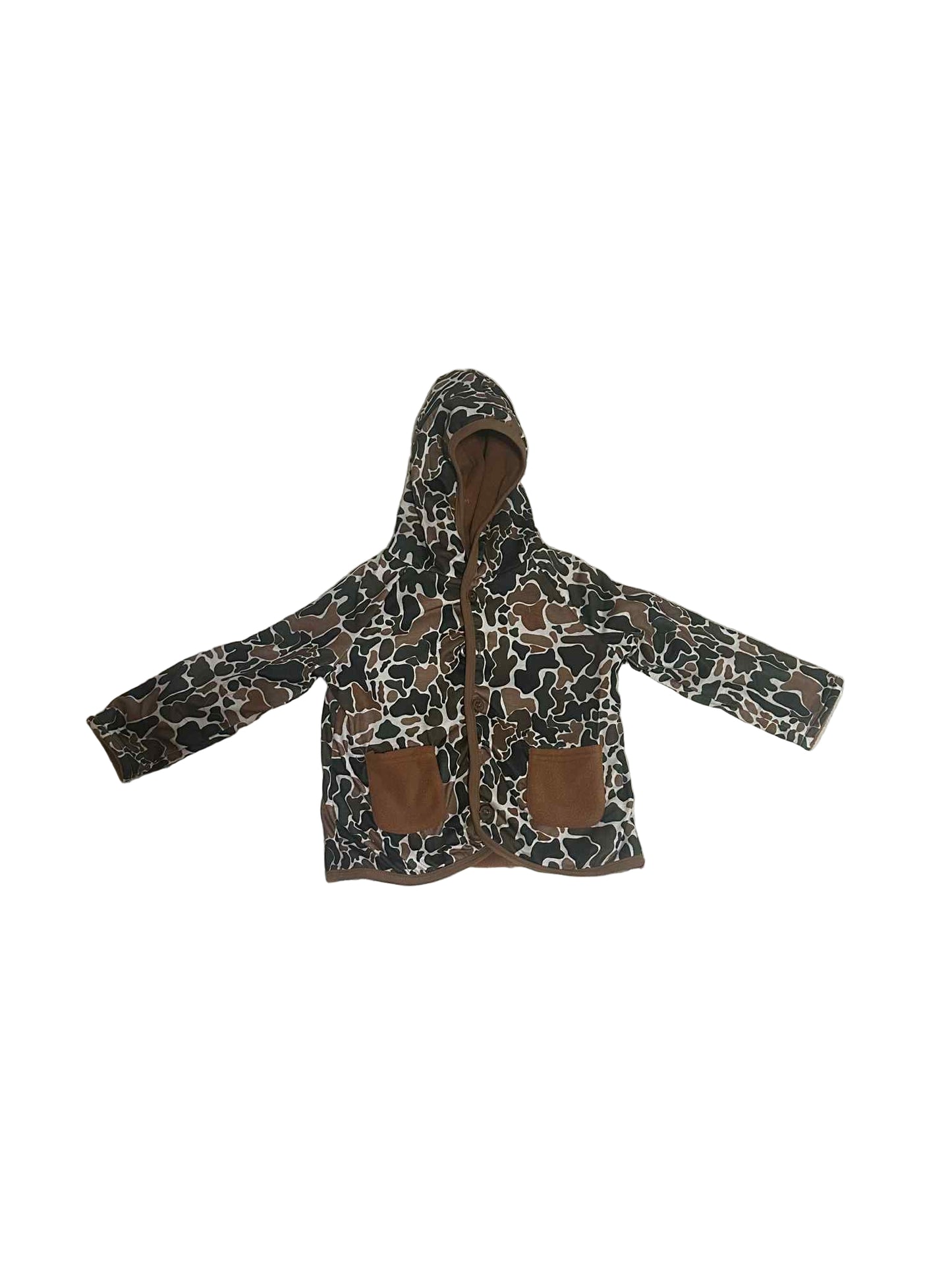 Camo Fleece Lined Hooded Coat