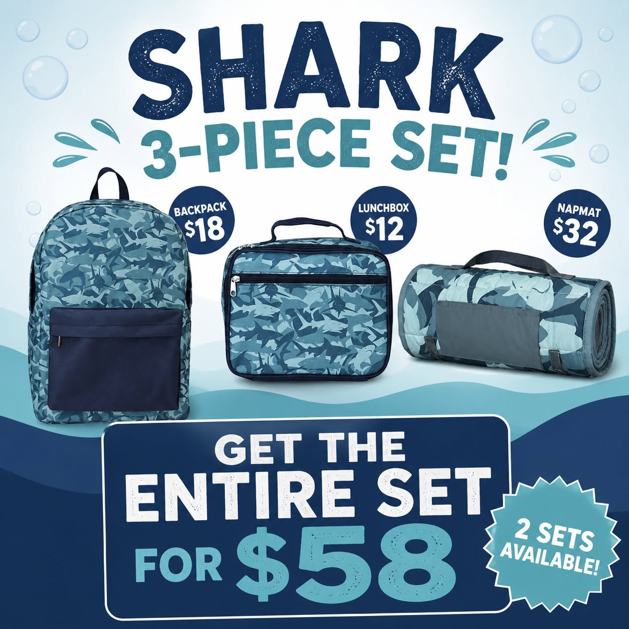 Kids A Shiver of Sharks 3 piece set