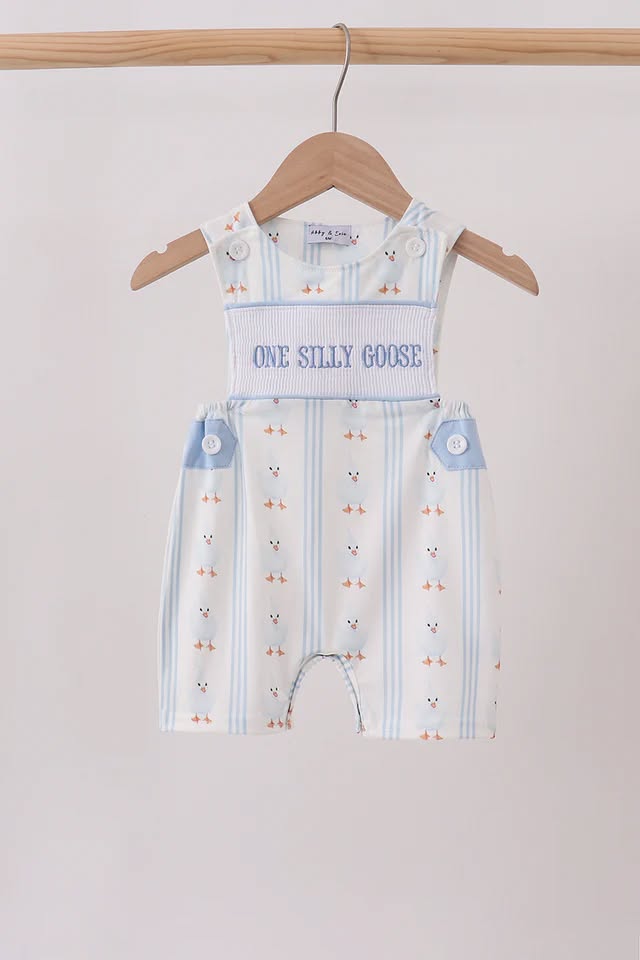 One Silly Goose Romper - Blue