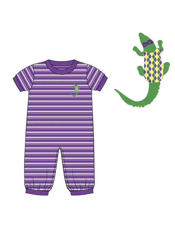 French Knot Alligator Mardi Romper