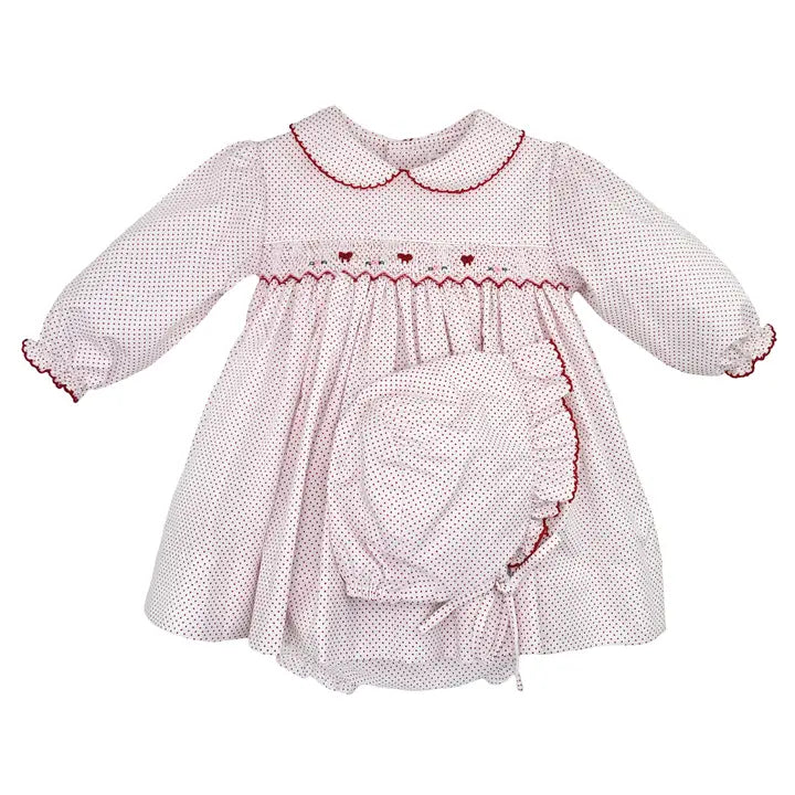 Dress with Corded Smocking - Red Dot Fabric (NEWBORN)