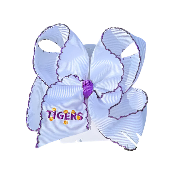 Tigers Embroidered Moonstitch Bow