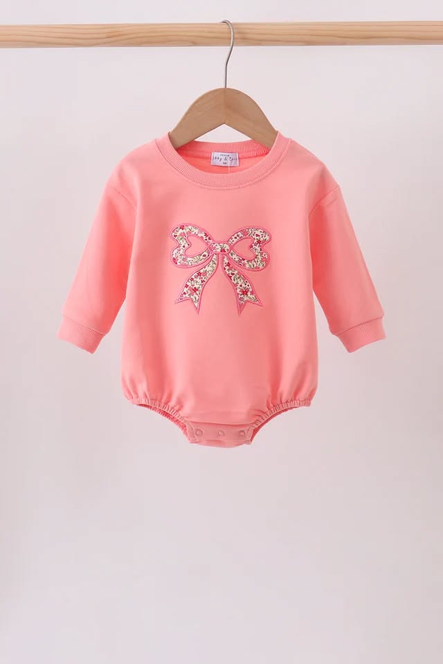 PRESALE: Pink Floral Bow Embroidery Bubble - ETA 8/26/26