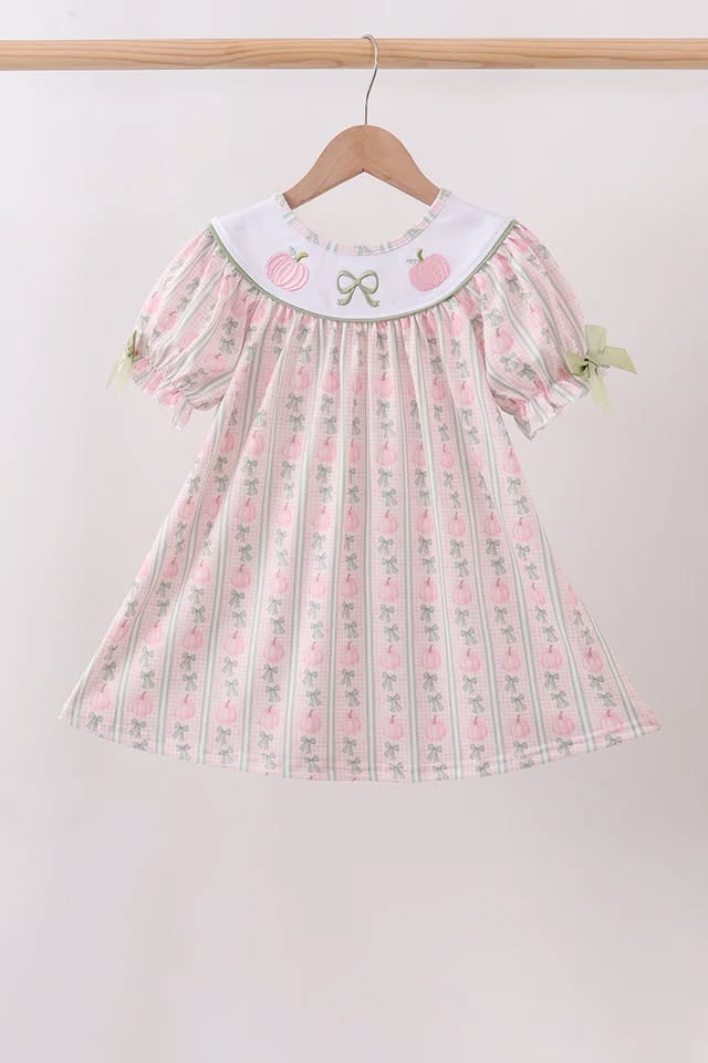 Sage & Pink Pumpkin Girl Dress (ETA 8/28/26)