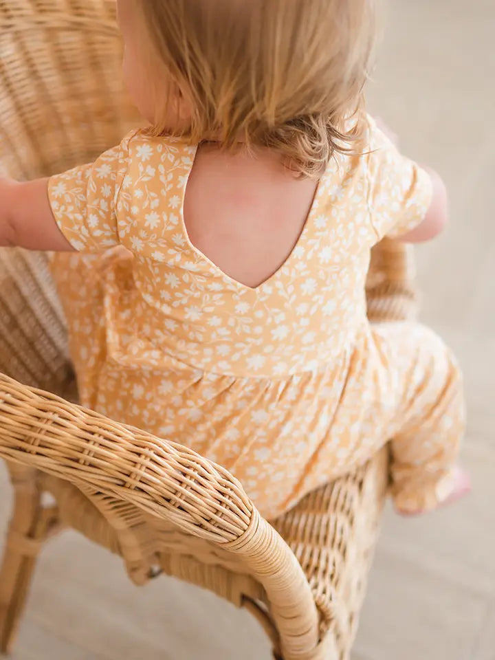 Rosie Romper in Custard Floral | Baby Romper | Baby Bubble